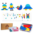 36Pcs Kids Wooden Pattern Blocks Set Geometric Shape Puzzle Jigsaw Toy