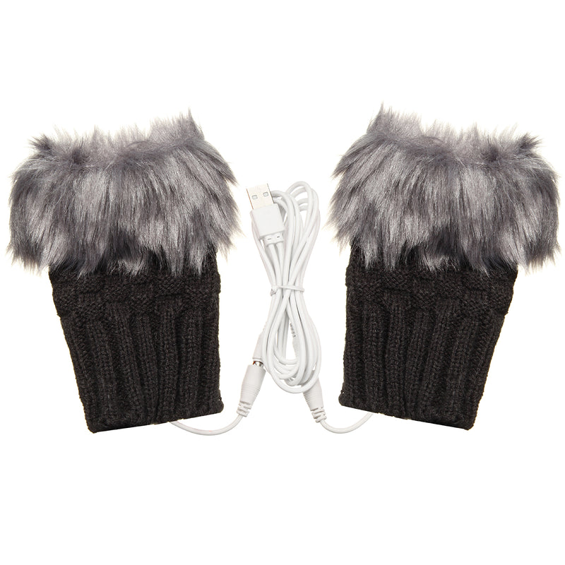 5V USB Heated Gloves Warmer Hands Knitting Fingerless Electric Office Winter Motorcycle