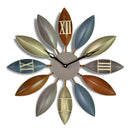 Loskii Antique Industrial Wind Iron Leaves Wall Clock Novel Style American Retro Metal Wall Clock