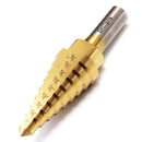 Drillpro 5pcs HSS Titanium Pagoda Drill Set Ladder Drill 1/4&3/8&1/2 Inch Round Shank Step Drill Bit