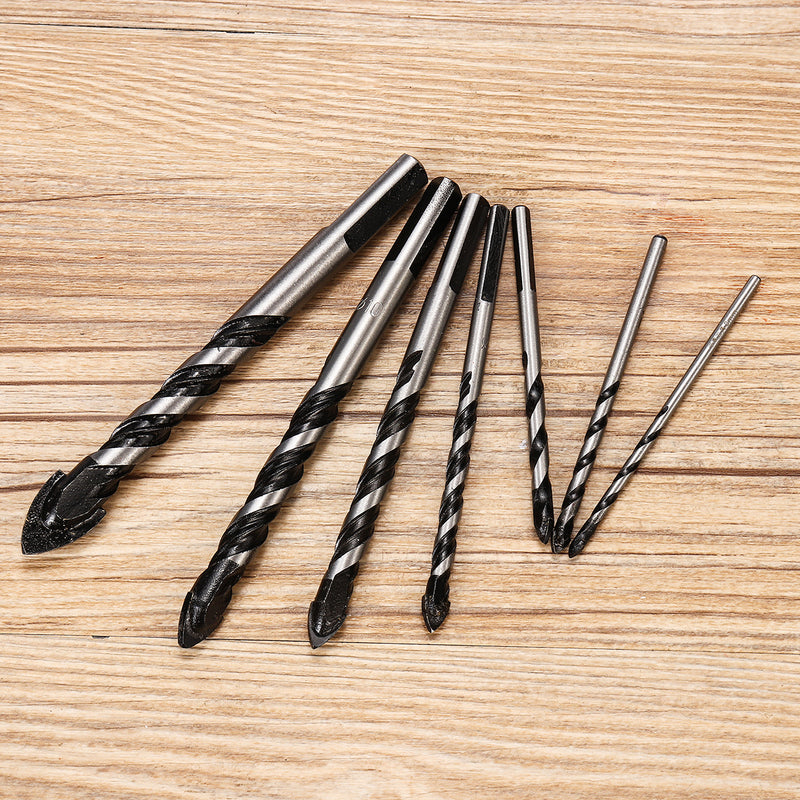 7pcs 3/4/5/6/8/10/12mm Triangle Twist Drill Bit Concrete Glass Ceramic Tile Marble Drill Bit Set