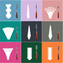 H&B HB-AJ09 9 Pcs Toning Scrapers Stainless Steel Painting Scraper Spatula Wood Handle Art Supplies for Artist Canvas Oil Paint Pigment Mixing Palettes Tools