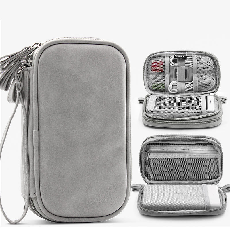 Boona 19cm*11cm Digital Accessories Storage Bag Double Layer 20000mAh Power Bank U Disk Memory Card USB Cable Organizer Travel Bag