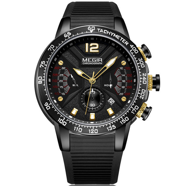MEGIR 2106G Sport Chronograph Luminous Waterproof Men Wrist Watch Silicone Strap Quartz Watch