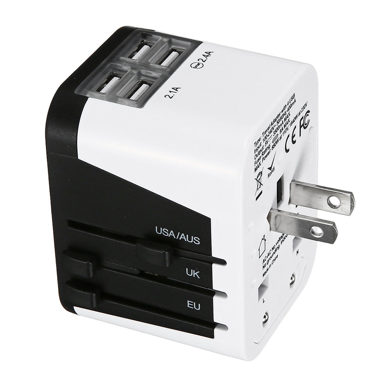 AUGIENB Global Universal Conversion Plug Socket 4 USB Travel Adapter