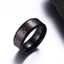 8mm Stainless Steel Carbon Fiber Polished Men Ring Simple Trendy