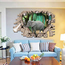 3D Elephant Forest Living Room Bedroom Animals Floor Home Background Wall Decor Creative Stickers