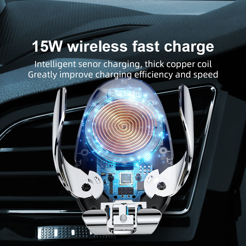 Joyroom 15W Qi Wireless Charger Infrared Smart Sensor Air Vent Dashboard Car Phone Holder Car Mount for 4.0-6.5 Inch Smart Phone for Samsung Galaxy Note 10 for iPhone 11