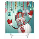 4Pcs Christmas Snowman Non-Slip Rug Pad Toilet Cover Bath Mat Shower Curtain Set