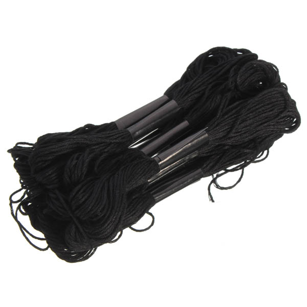 12pcs Black Polyester Cotton Cross Stitch Embroidery Thread DIY Sewing Accessories