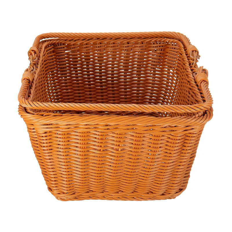 Square Woven Hand Storage Baskets Double Folding Handles Picnic Basket for Outdoor Living