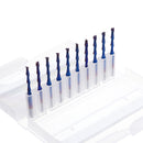 Drillpro 10pcs 3.175mm Shank Blue Coated Spiral Flat End Mill Two Flute CNC Milling Cutter