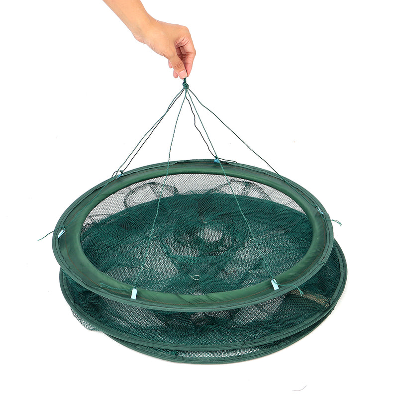ZANLURE  Holes Double Layer 60cm Folding Fishing Net Shrimp Crab Fish Baits Mesh Trap