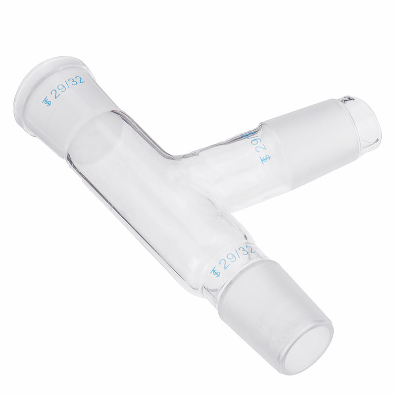 29/32 75 Degree Three-way Borosilicate Glass Distillation Adapter Connector Distilling Tube w/ Standard Ground Taper Joints