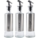 KCASA 300ML Olive Oil Dispenser Bottles with Funnel Stainless Steel Oil Pourer Dispensing Bottles Oil Vinegar Sauce Bottle