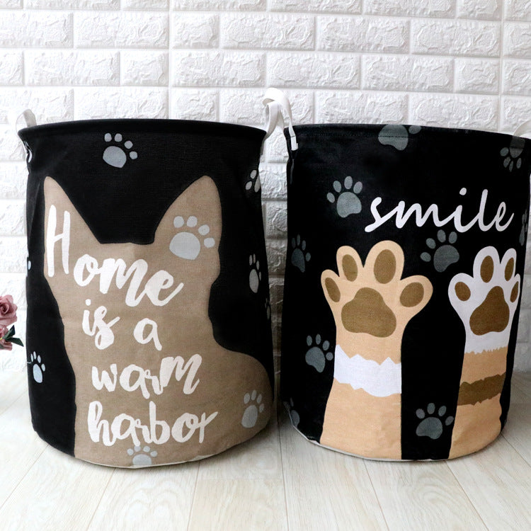 Dirty Clothes Storage Baskets Toy Storage Bucket Cartoon Folding Fabric Hamper Marble Laundry Basket