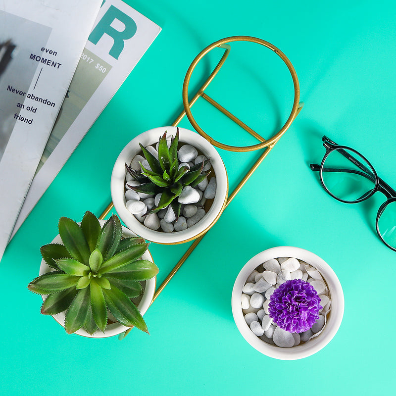 Ceramic Succulent Plant Flower Pot Bonsai Holder Home Tabletop Garden Decor With Stand