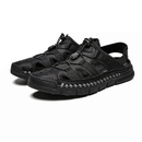 HEMU Men's Leather Sandals Non-Slip Quick Drying Waterproof Fashion Deodorant Sports Casual Sandals