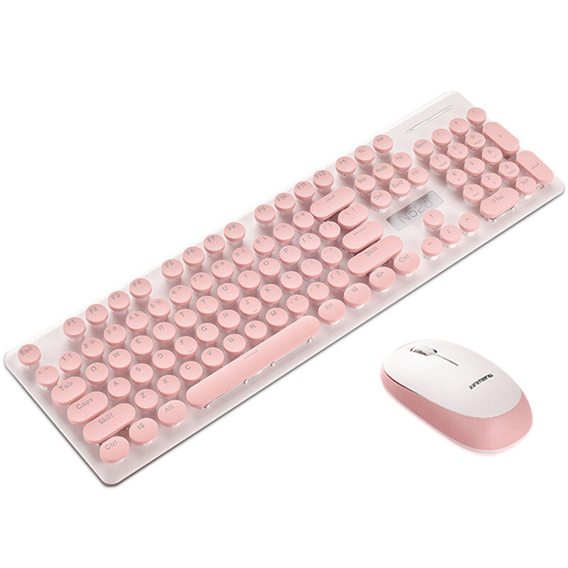 XINMENGN520 2.4GHz Wireless Retro Keyboard and Mouse Combo Set for School Office Use
