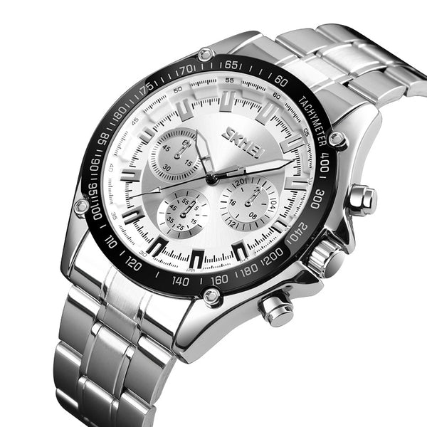SKMEI 1366 Business Stainless Steel Waterproof Analog Quartz Watch Men Wristwatch