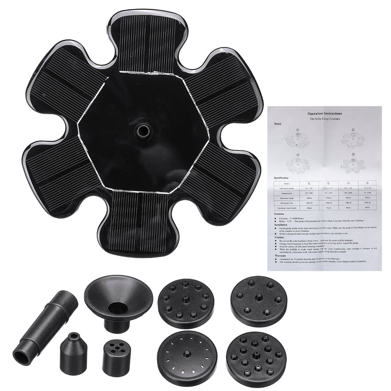6V/1.5W 190L Flow Solar Fountain Pump Floating Solar Powered Bird Bath Fountain Pump Solar Water Pump Kit Fountains