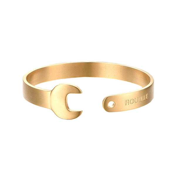 Fashion Titanium Steel Letters Men Bracelet Vintage Mechanical Wrench Open Bangle Bracelets for Men