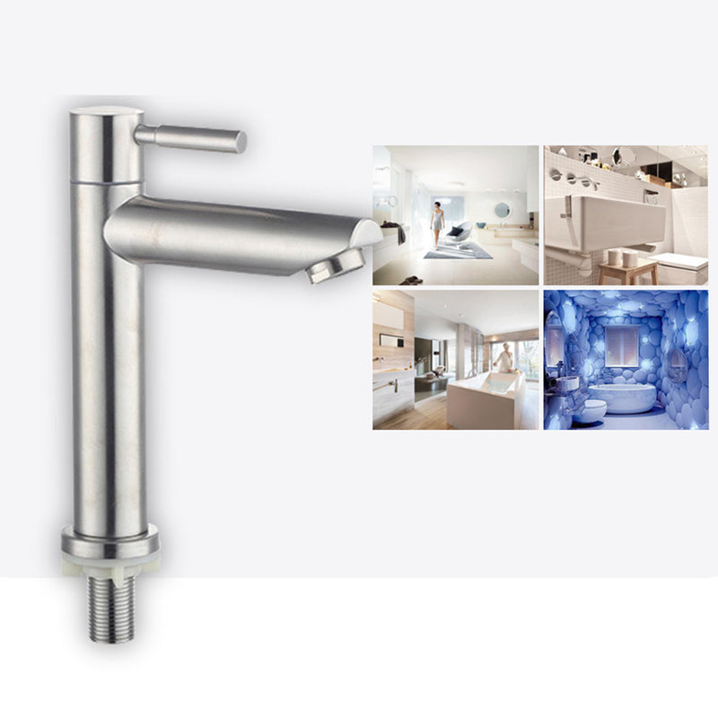 Stainless Steel Cold Water Faucet Single Handle Basin Sink Faucet Bathroom Water Tap
