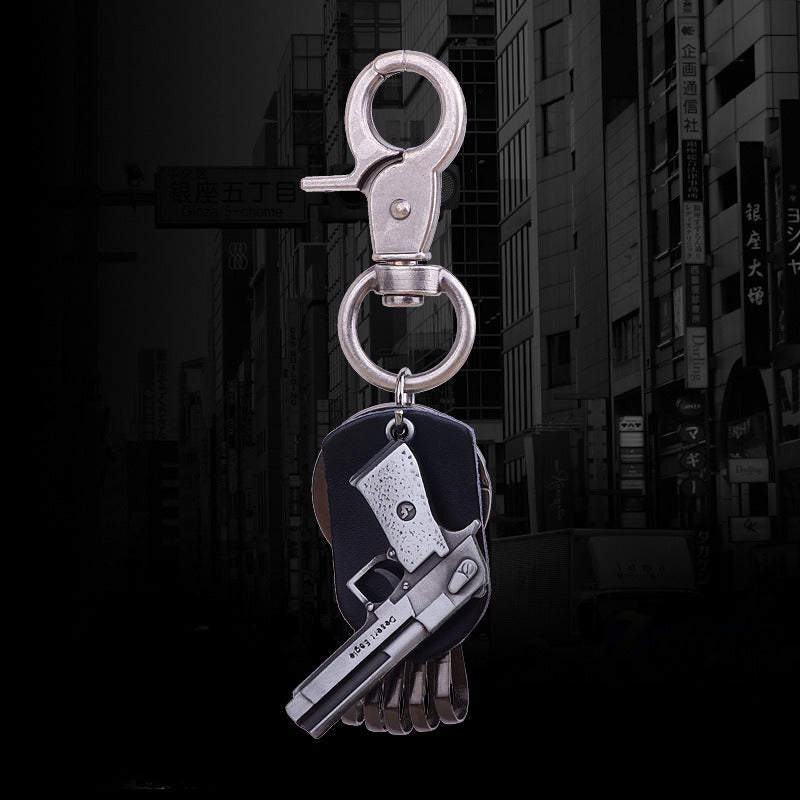 Trendy Keychain Black Alloy Keychain Soft Leather Keychain For Men