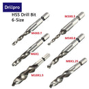 Drillpro DB-C4 HSS 1/4 Inch Hex Shank Combination Metric Drill Tap Bit M3/M4/M5/M6/M8/M10