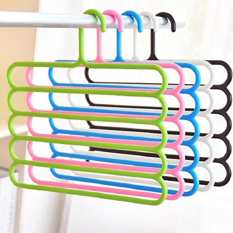 Multifunctional Anti Skid Trousers Rack 5 Layer Hanging Pants Cloth Plastic Hanger