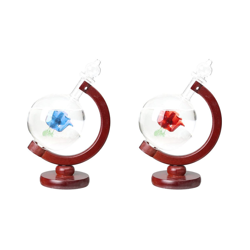 Weather Forecast Rose Crystal Globe Wooden Base Storm Glass Home Decorations Gift
