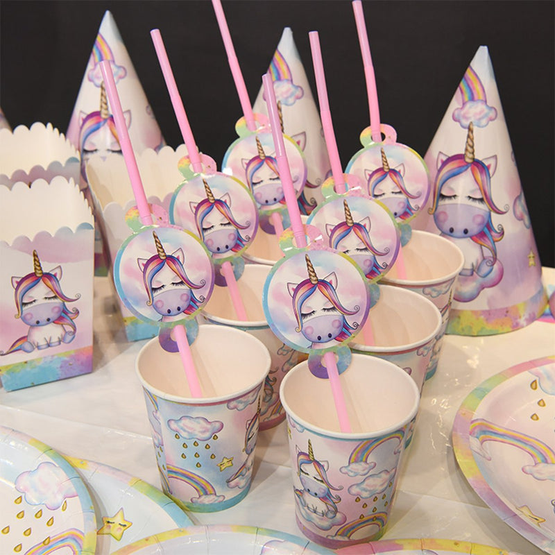 Cartoon Theme Party Tableware Supplies Kids Birthday Set Baby Shower Decorations