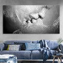 Black & White Love Kiss Wall Art Picture Print Abstract Arts on Paintings For Room Decorations