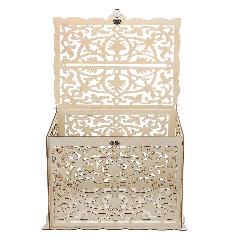 Wooden Wedding Card Post Box with Lock Collection Gift Card Boxes Weddings Decor Supplies