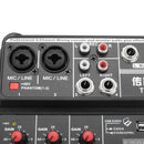 TU04 Mini 4 Channel Audio Mixer with Sound Card Mixing Console Support bluetooth USB Bass for Home Music Webcast K Song