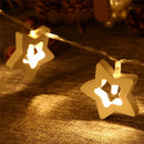 1.2M Battery Powered 10 LED Warm White Wooden Romantic Pentagram String Light Holiday Lamp DC3V