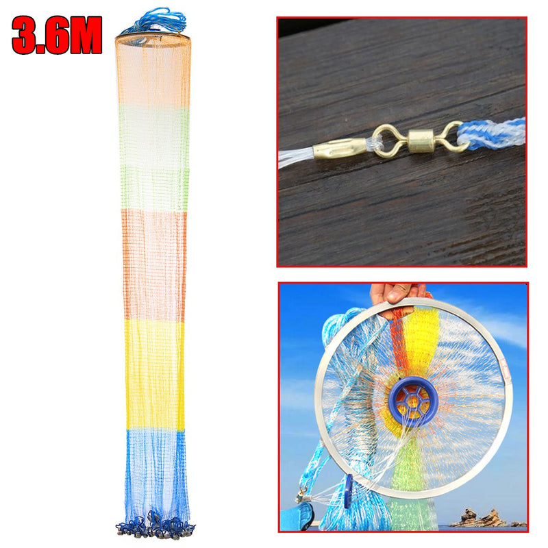 colorful fishing net throwing ZANLURE 3.6m 12FT Colorful Throw Hand Cast Fishing Net Spin Network Ba –  SHOP2INDIA GATEWAY