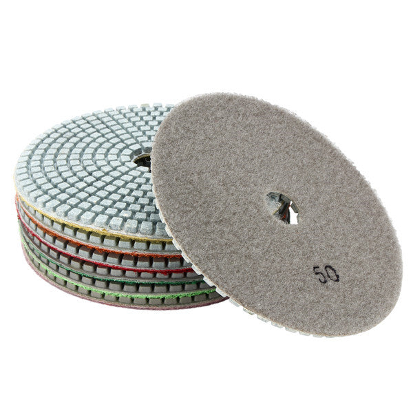 7pcs 5 Inch 50-3000 Grit Diamond Polishing Pad Sanding Disc for Marble Concrete Granite Glass