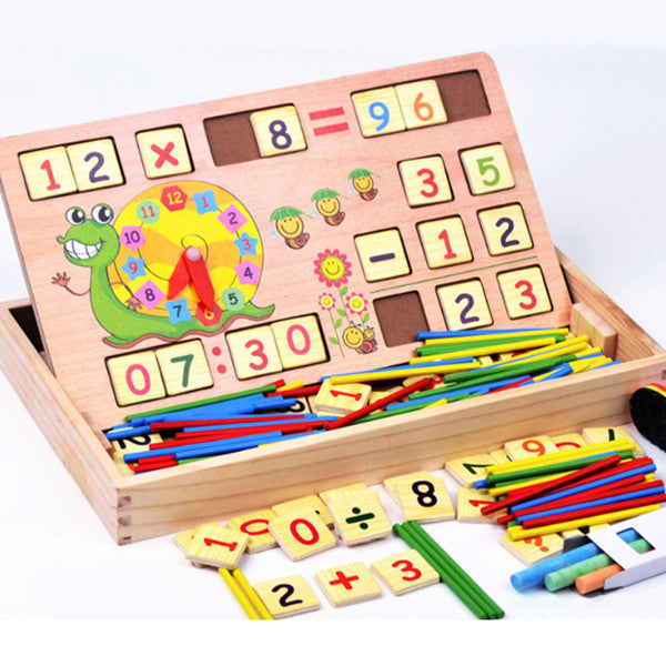 Wooden Clock Number Mathematics Toys Kids Early Learning Math Educational Toys Gift Blackboard Chalk Arithmetic Board