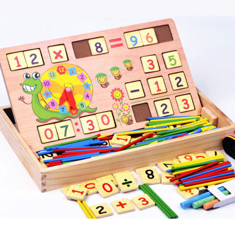 Wooden Clock Number Mathematics Toys Kids Early Learning Math Educational Toys Gift Blackboard Chalk Arithmetic Board