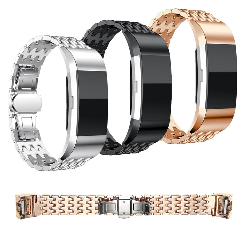 Replacement Screwless Metal Strap Stainless Wrist Band for Fitbit Charge 2