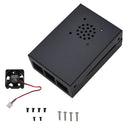 Black/Silver Aluminum Alloy Case Protective Metal Enclosure with Cooling Fan For Raspberry Pi 4