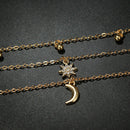 Bohemian Moon Multi-layer Pendant Necklace Sun Rhinestone Bell Tassel Chain Necklace