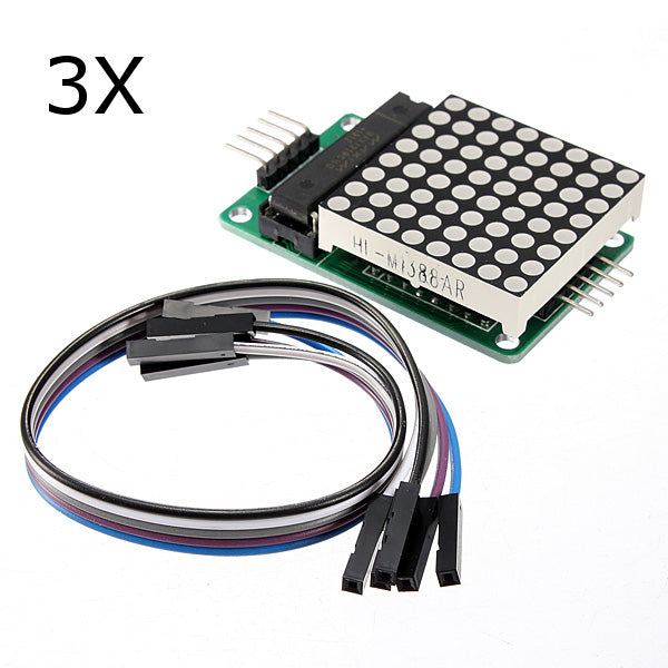 3Pcs MAX7219 Dot Matrix Module MCU LED Control Module Kit For