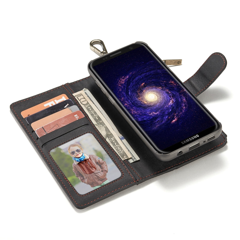 CaseMe PU Leather Multifunctional Detachable Zipper Wallet Hook Case For Samsung Galaxy S8
