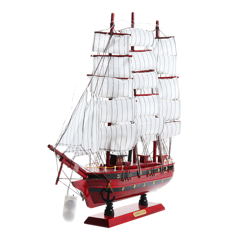 20" LED Light Wooden Craft Nautical Sailor Ship Sailing Boat Wood Sailboat Decorations