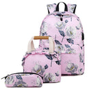 3 in 1 Laptop Bag Multifunction Backpack For Women Flower School-Bag Travel-Bag Nylon Water Resistant Casual Daypack