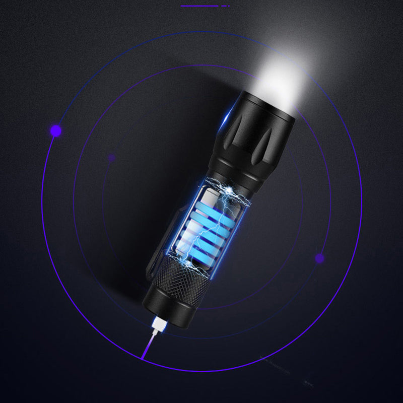 SHNEYU 7099 LED+COB 3Modes Zoomable USB Rechargeable Mini LED Tactical Flashlight Outdoor Waterproof Multifunctional Flashlight