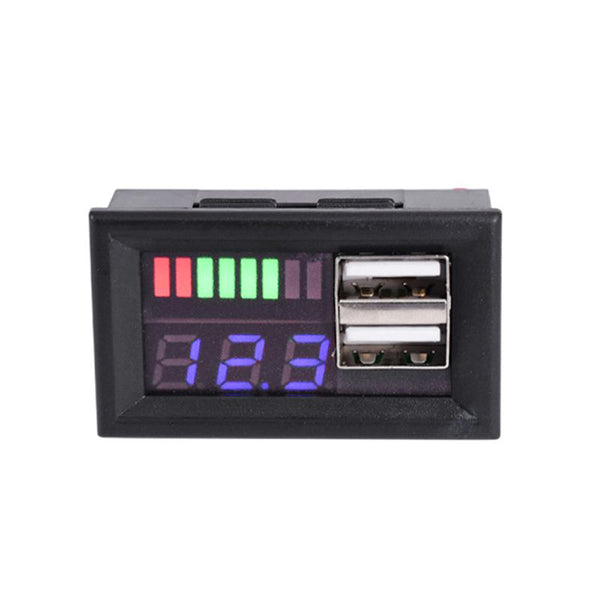 Blue LED Digital Display Voltmeter Mini Voltage Meter Volt Tester Panel For DC 12V Cars Motorcycles Vehicles USB 5V2A Output