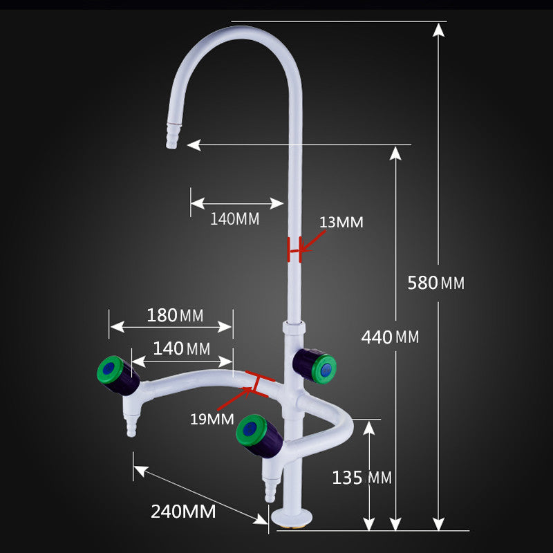 ABS Laboratory Water Tap Three Ports 360 Rotation Mixer Tap Lab Faucet Elbow Medical Three-Head Faucet Water Mixer Tap